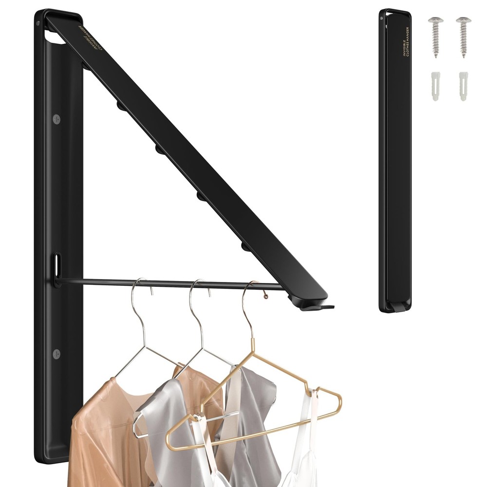Clothes Drying Rack Wall Mounted, Retractable & Foldable Clothes Hanger for L...