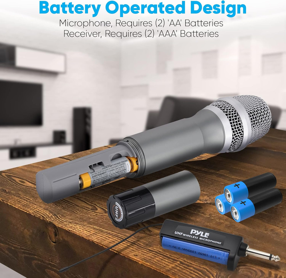 Dual UHF Wireless Microphone System - Professional Handheld Dynamic Cordless Mic