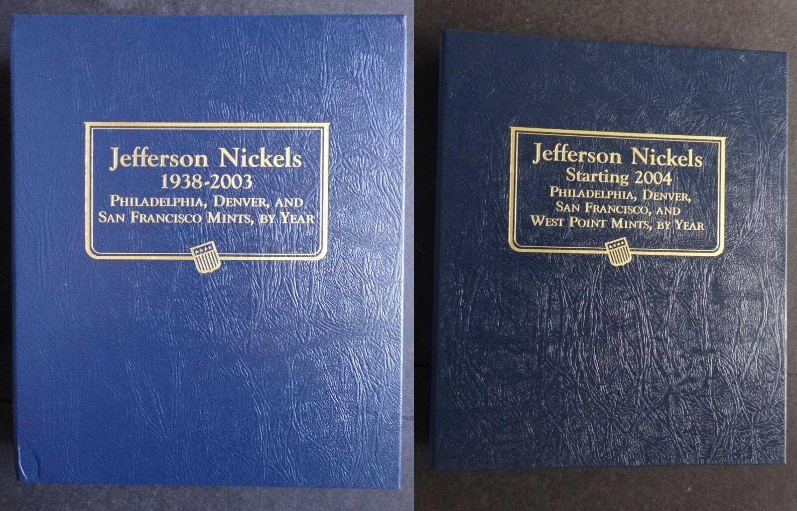 Set of 2 Whitman Jefferson Nickel 1938-2024 Coin Album Book P,D & San Francisco
