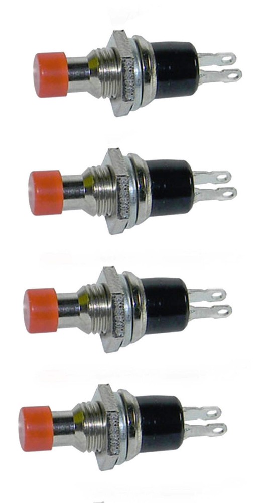 4 Pack SPST Normally Open Momentary Push Button Switch Red 25019 SW