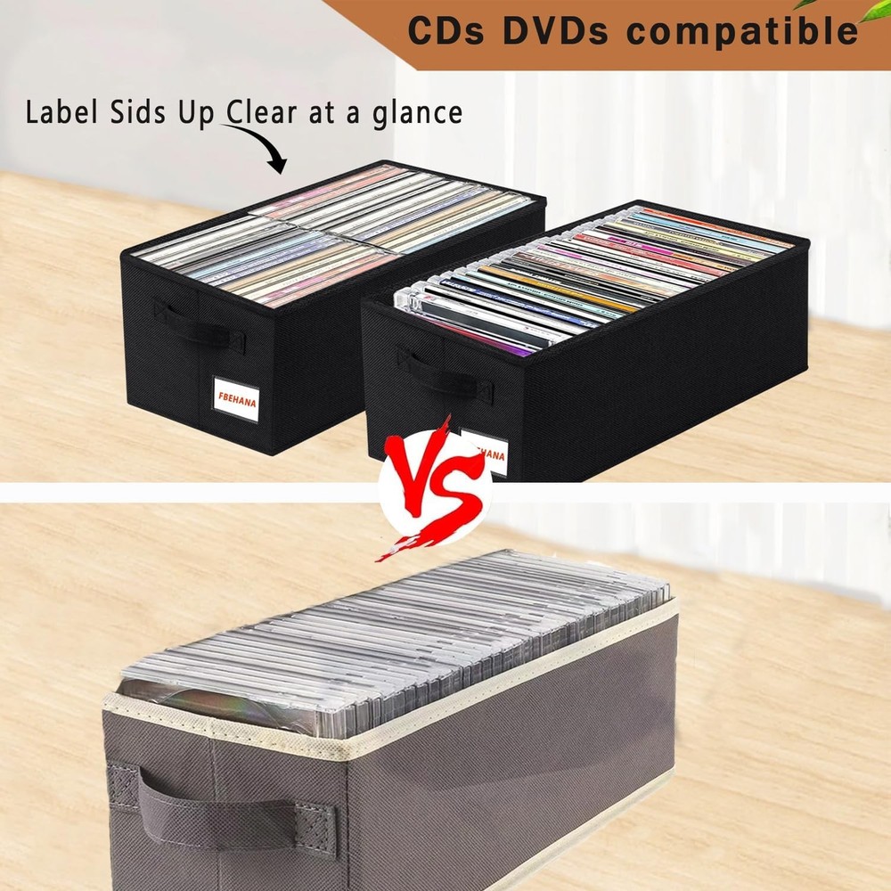 CD Storage Box, CD Organizer, Stackable DVDstorage case with lid,4Pack CD hol...