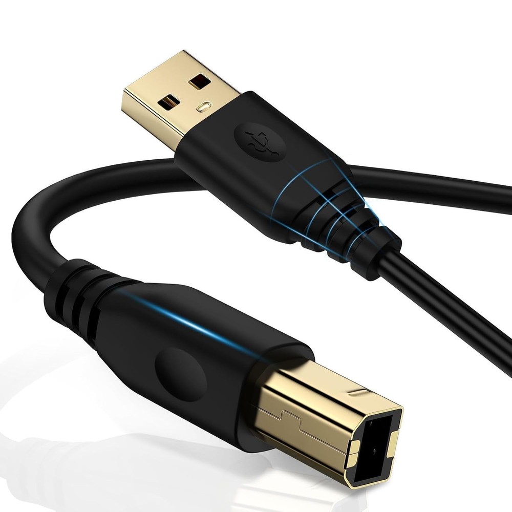 USB Printer Cable 6FT Type A to B Printing Cable, High-Speed Print Black