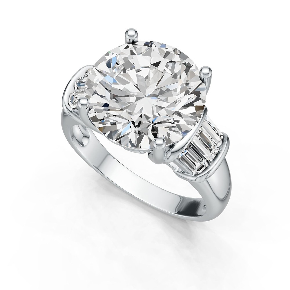 Sterling Silver Semi Mount Ring Setting Round RD 12.5mm with White Topaz