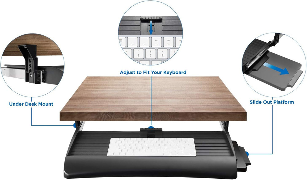 Mount-It! Keyboard Tray under Desk with Adjustable Mouse Platform – Easy-Glide S