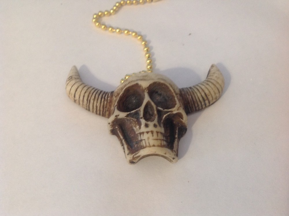 Horned Skull Handmade Fixture Pull - Fan Pull - Skull Decor *