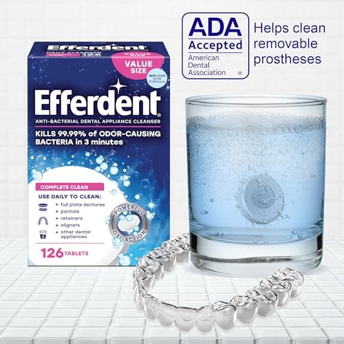 Efferdent Denture Cleaner Tablets - Clean Retainers, Aligners, Mouth Guards