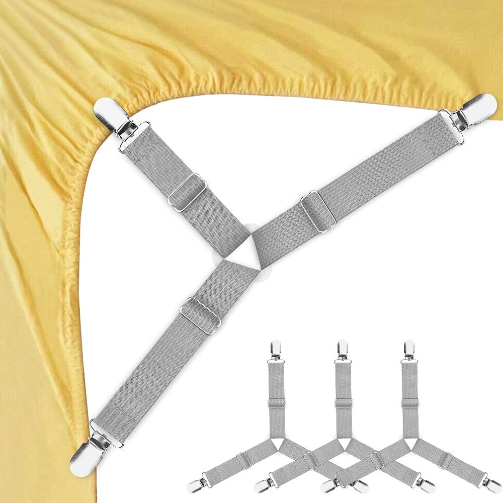 Fitted Sheet Holder Straps 4 Pack Adjustable Elastic Clips For All Bed Sizes