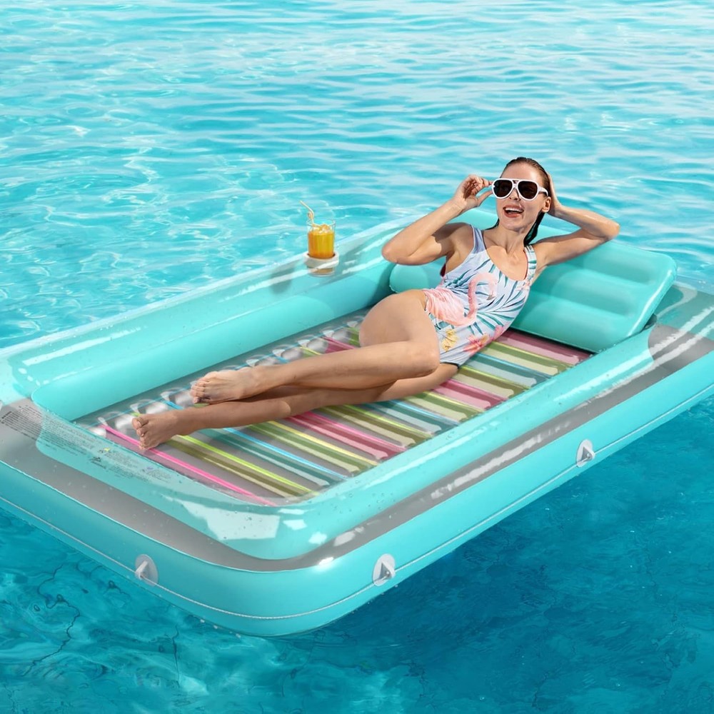 Relaxing 4-in-1 Pool Float with Removable Pillow & Reflective Base - Large Size