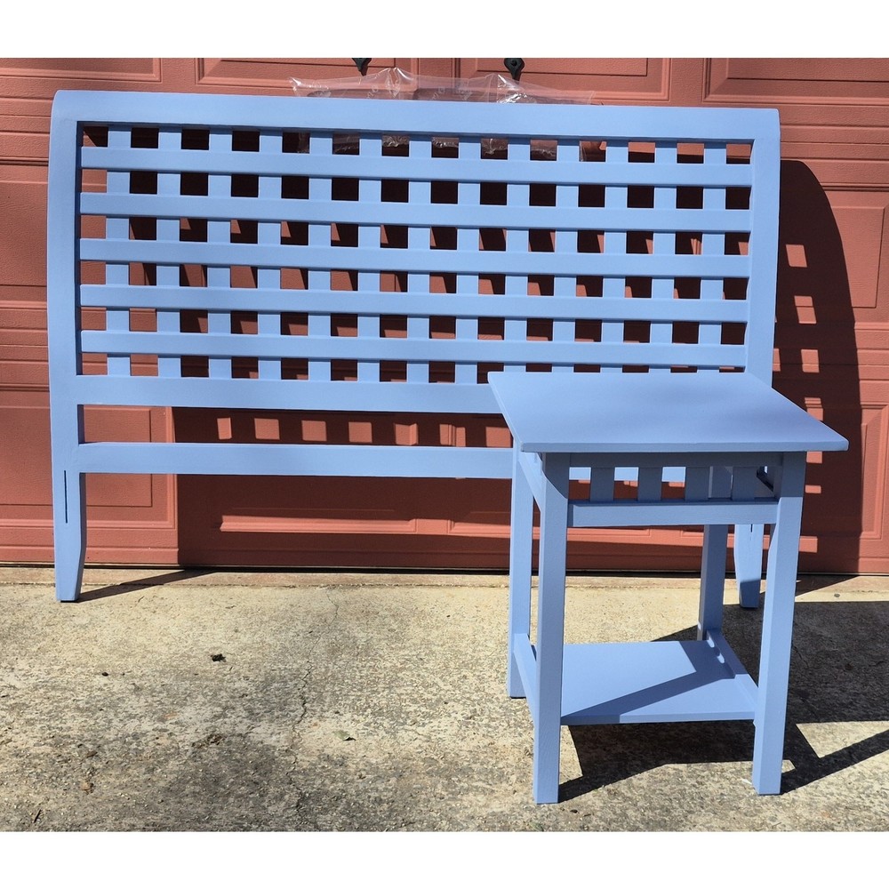 Queen Full Matching Bedroom Set Headboard Side Table Night Stand Periwinkle Blue