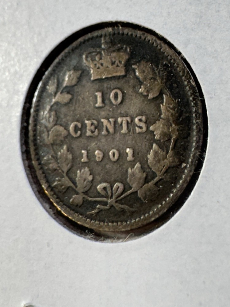 1901 Canada 10 Cents Silver Coin