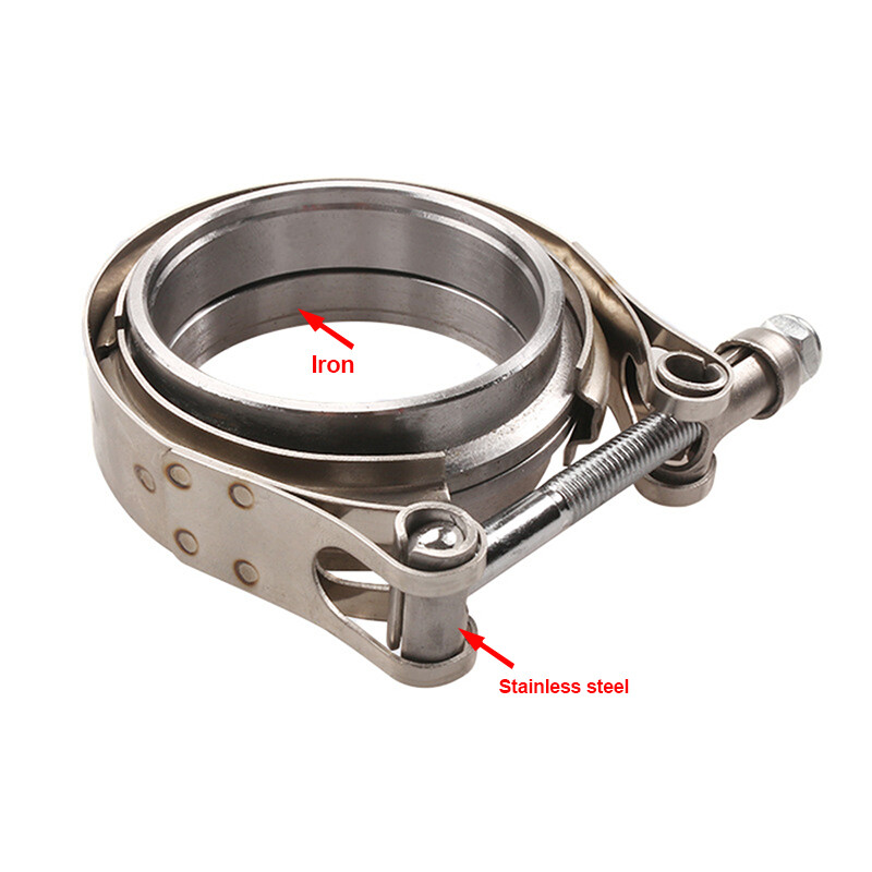 2.5" Inch V-Band Flange&Clamp Kit Male/Female With Ridge Exhaust Stainless 4 Pcs