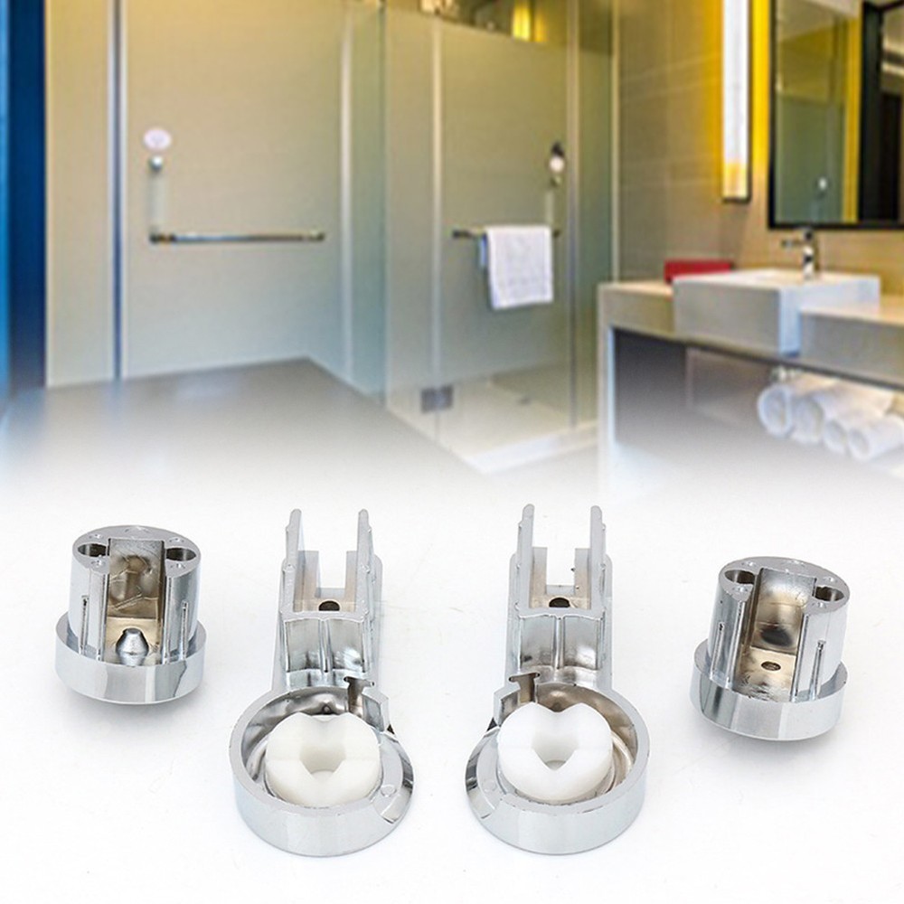 1 Set Bath Hinge Brackets Shower Screen Hinges ABS Chrome Plating Shower Holder