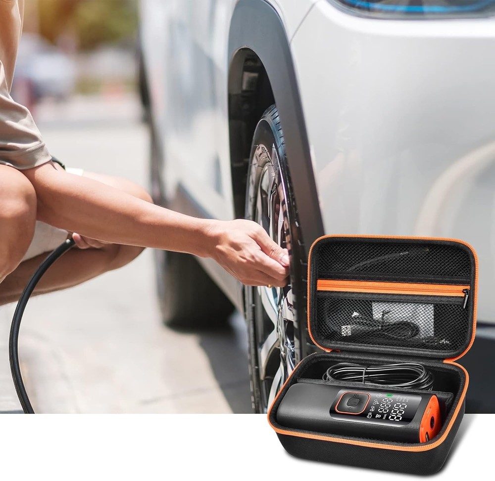 Compact & Durable Tire Inflator Case with Adjustable Divider for Accessories