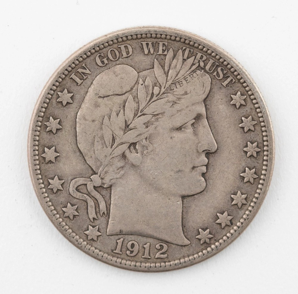1912-D BARBER HALF DOLLAR - VF+ DETAILS
