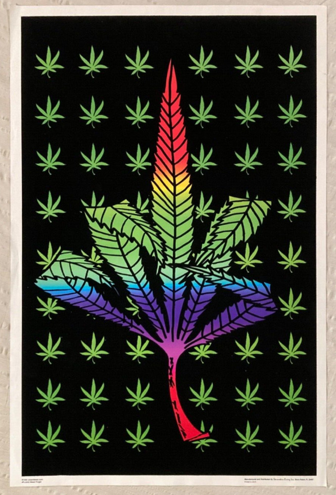 Weed Finger 1994 Blacklight Poster Flocked Marijuana Pot Starmakers Rising