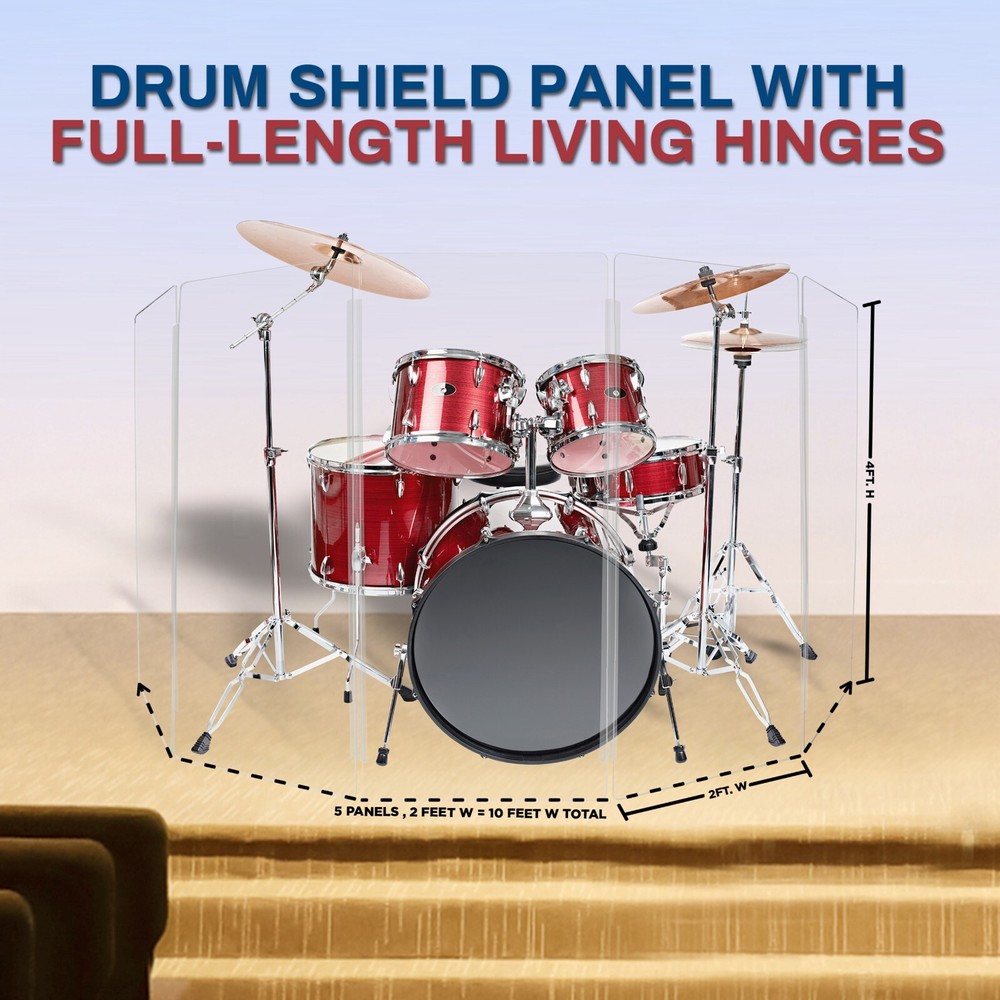 Drum Shield Drum Screen Five Panels 2ft x 4ft with Living Hinges