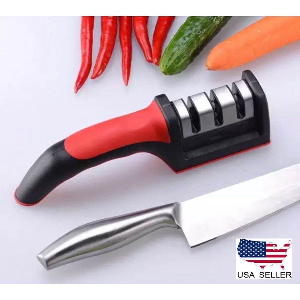 KNIFE SHARPENER PROFESSIONAL Heavy Duty Ceramic Tungsten 3 Steps Chef Premiums