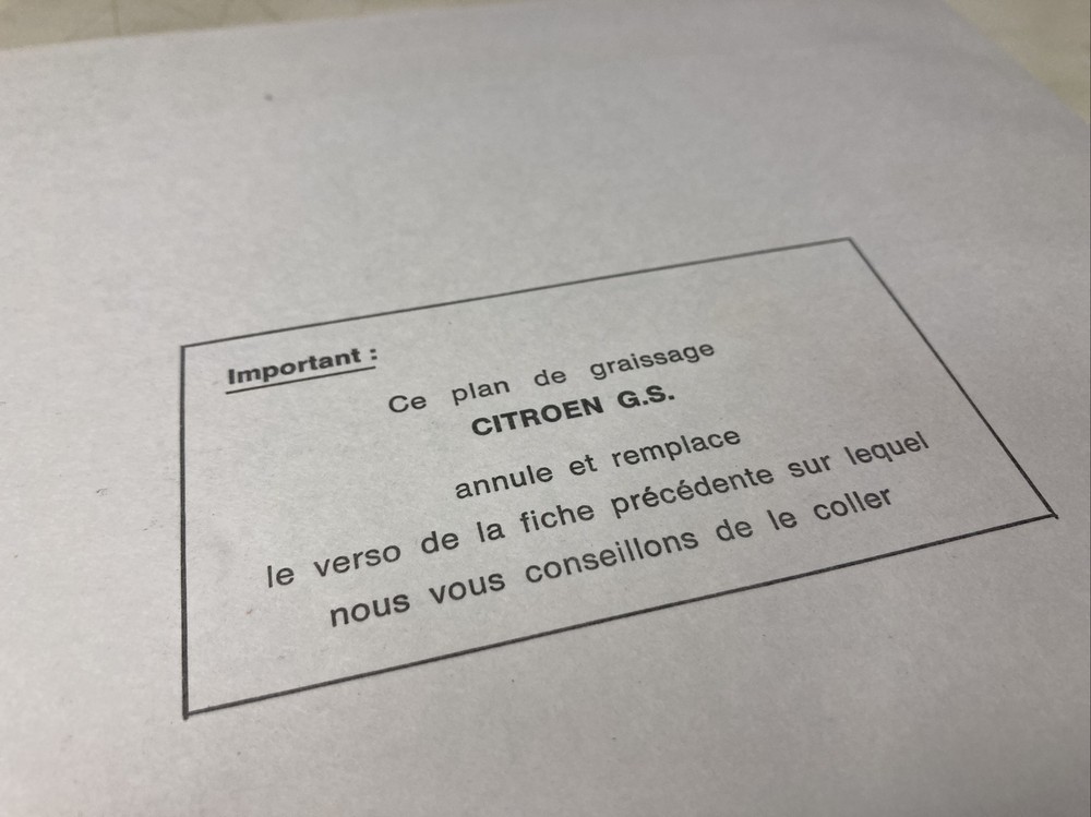 Automobile Technical Sheet Esso Greasing Citroën GS 1971