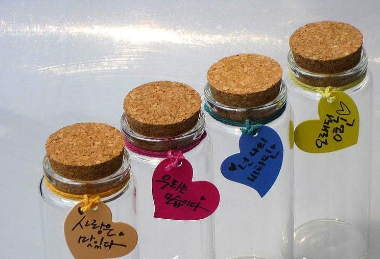 2pcs 50ml Empty Sample Vials Clear Glass Bottles with Corks Jars