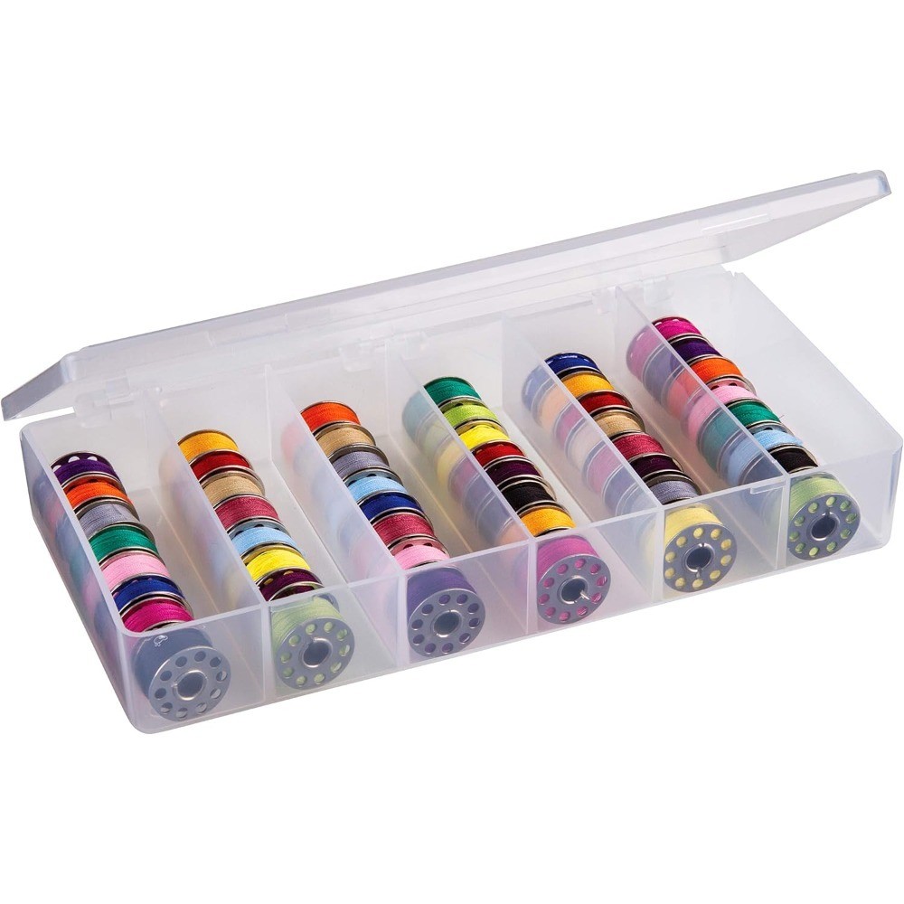 Sewing Bobbin Organizer Large Plastic Storage Case Clear Thread Spool Holder Box
