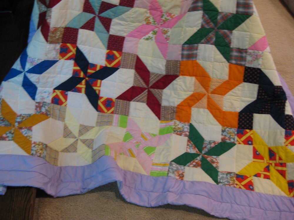 Handmade Queen Pinwheel Quilt Lavender Border
