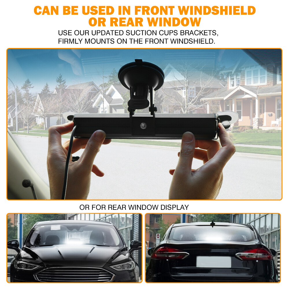 8 LED Windshield Strobe Light Bar Dash Emergency Warning Flasher Amber White 12V