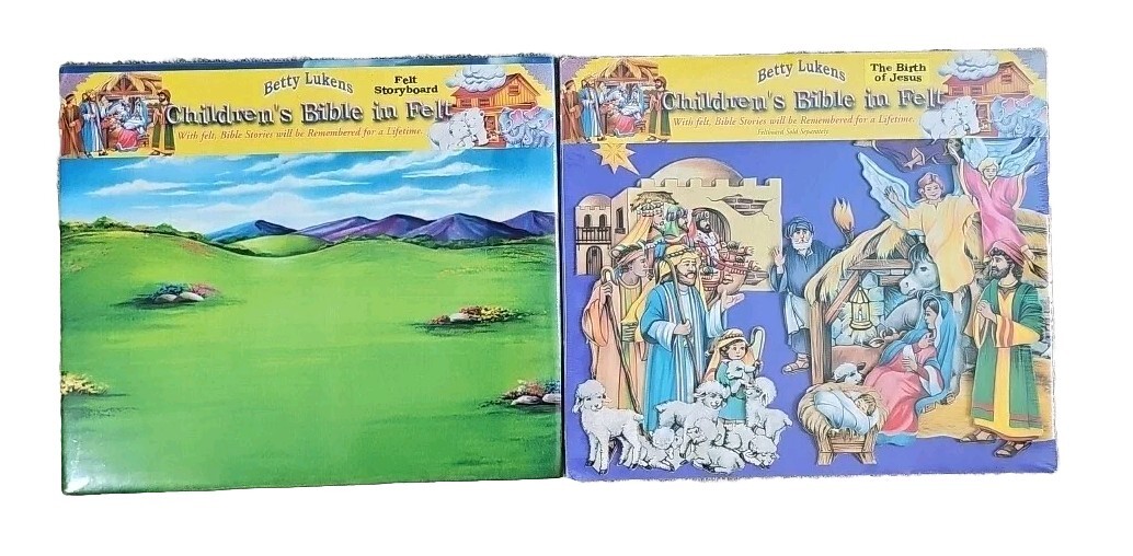 2 BETTY LUKENS BIBLE IN FELT Story Board and THE BIRTH OF JESUS Set NEW Sealed