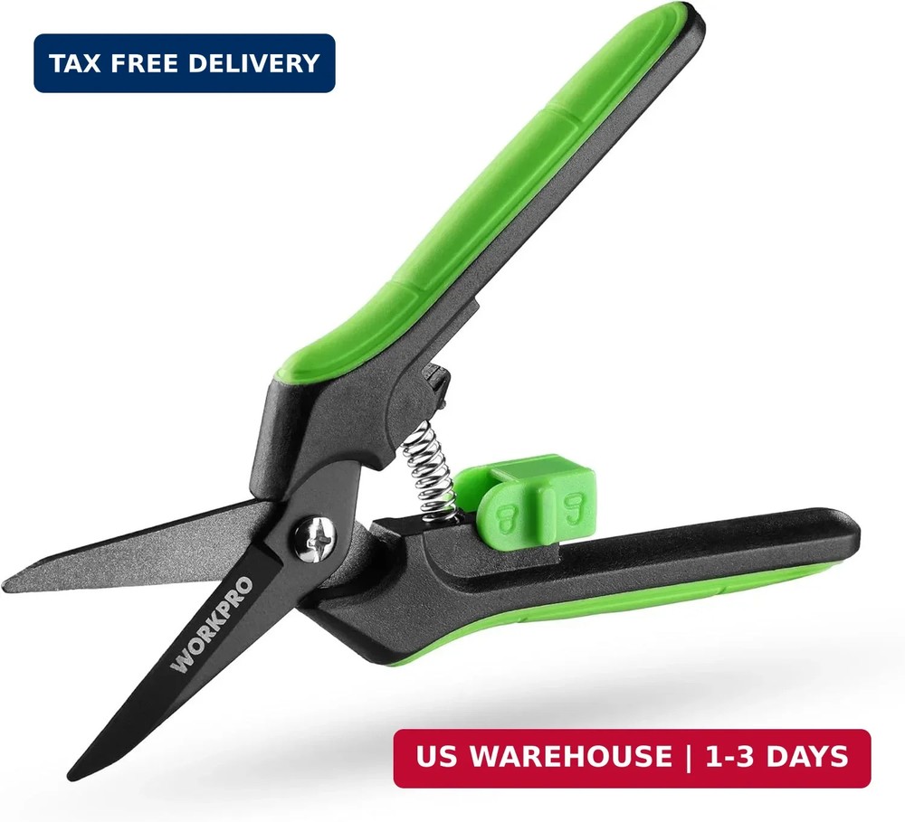 WORKPRO 6-Inch Pruning Shears, Sharp Gardening Scissors for Precise Cuts, High-C