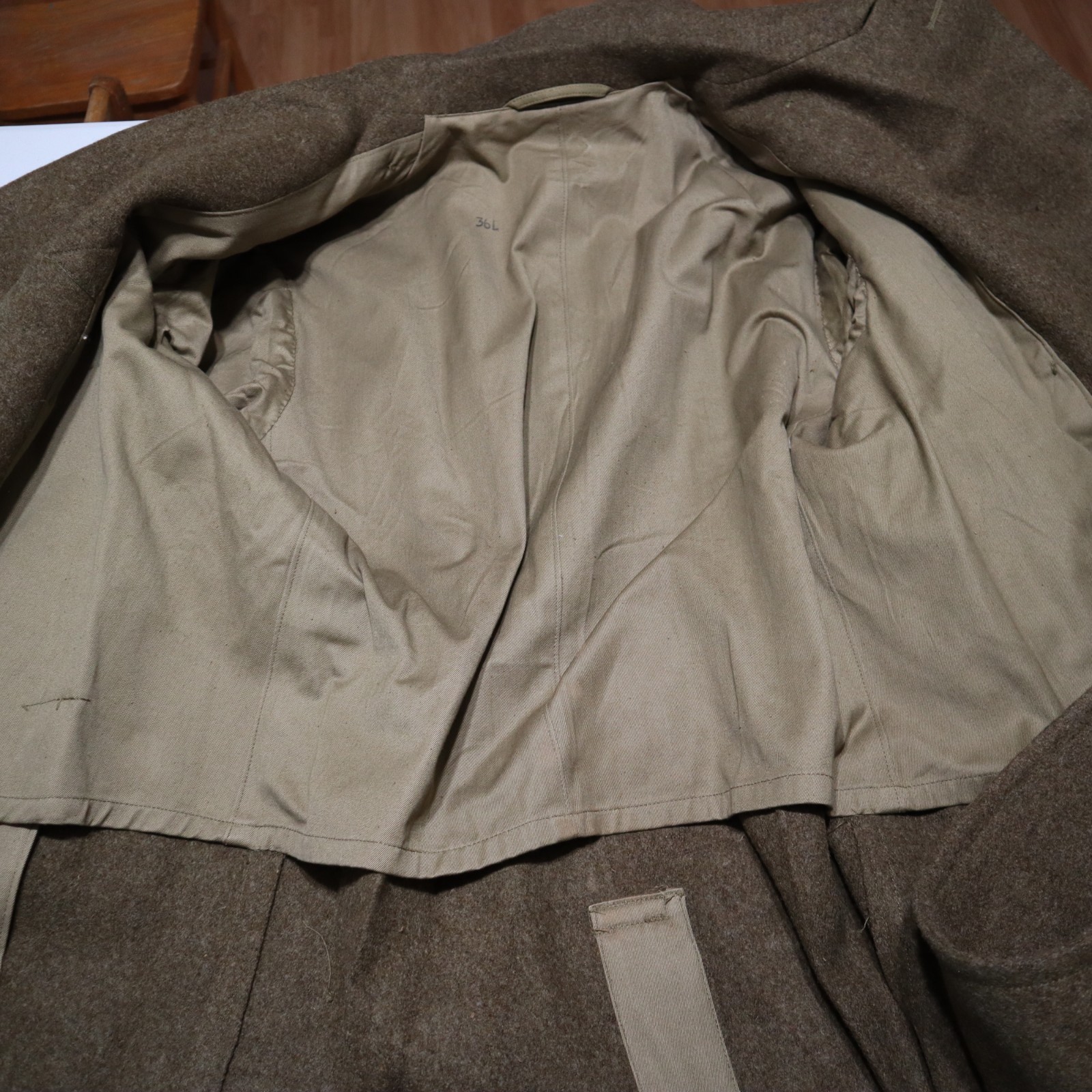 Vintage 1940s WW2 US Military USAAF Army Air Force Wool Overcoat Trench Coat 36