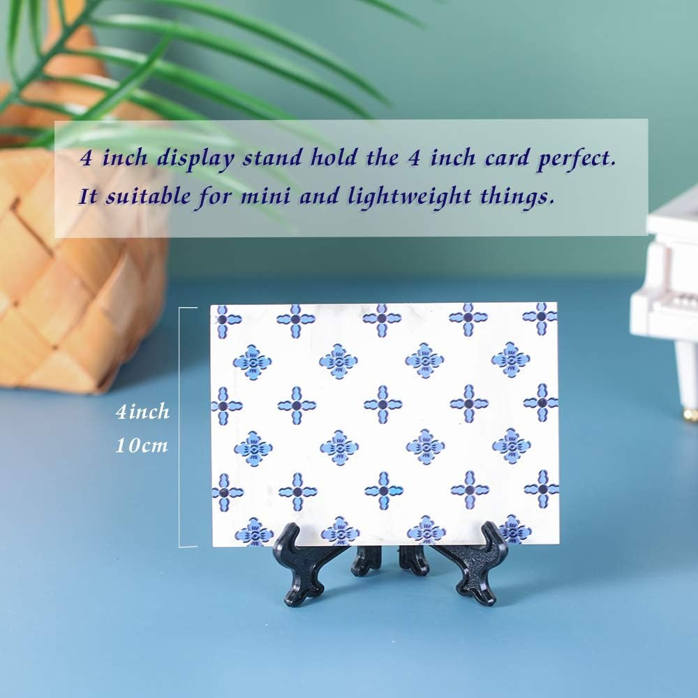 4" Plastic Easel Display Stands 12 Pack Black Plate Picture Frame Holders