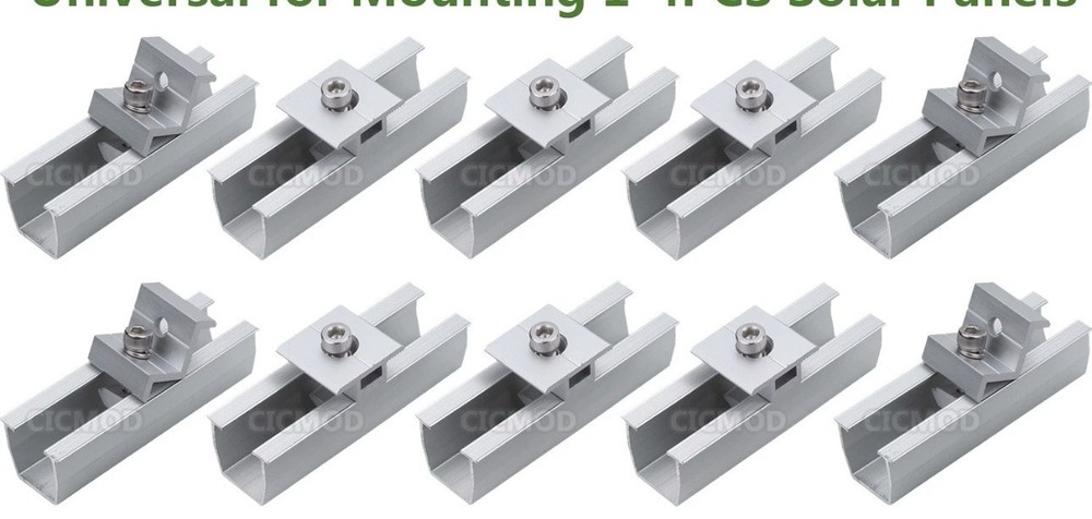 Solar Panel Mounting Fixing Kit Rail Brackets End/Mid Clamp Universal