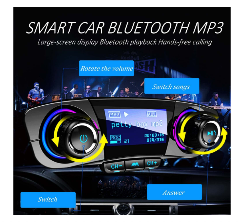 Radio Para Carro Carros Audio Autos Coche Bluetooth USB FM Transmisor para Auto