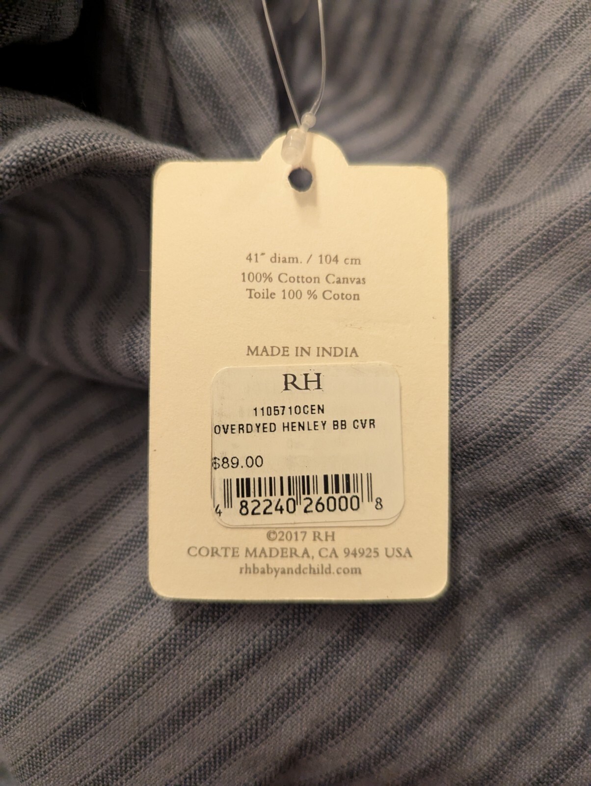 RESTORATION HARDWARE 41” Henley Stripe Cotton Canvas Beanbag Chair Cover