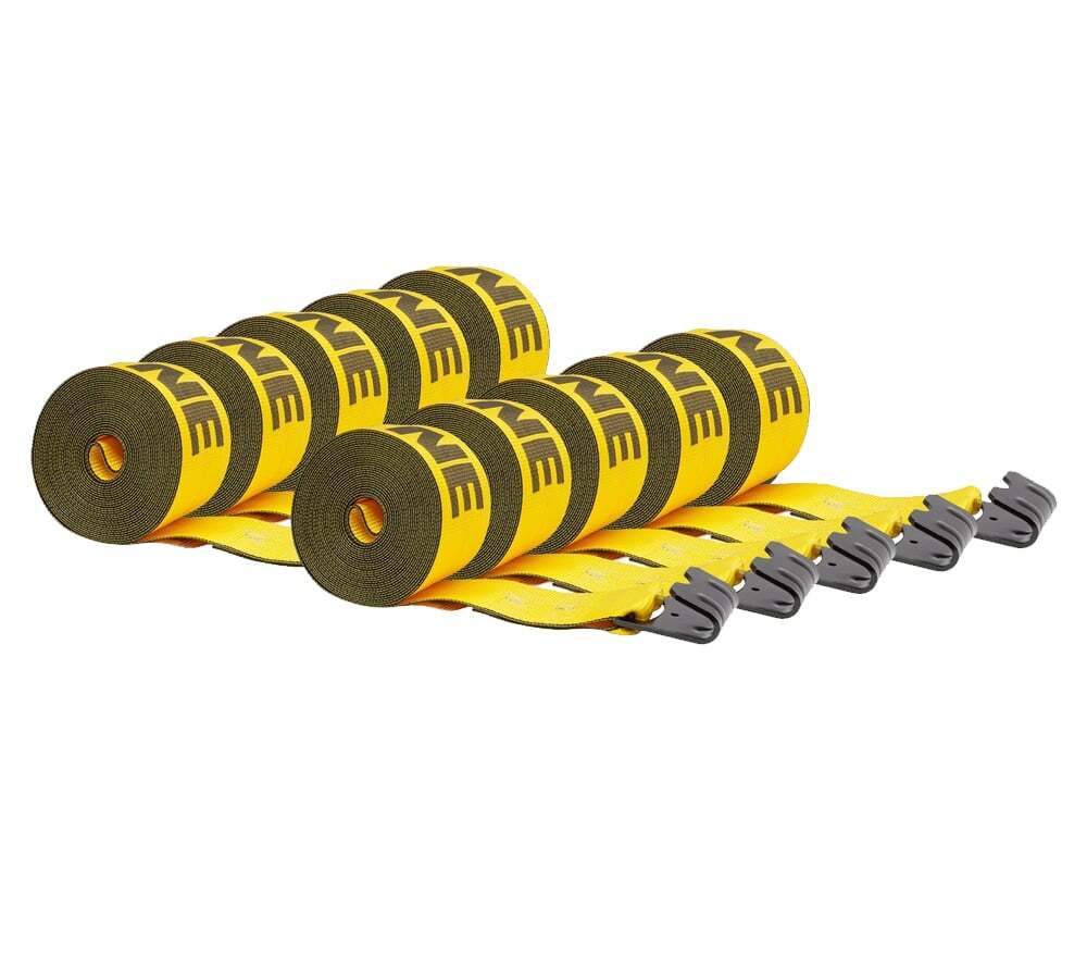 (10 Pack) Kinedyne 4"x30' Winch Straps with flat hook, Flatbed Tie Down Strap