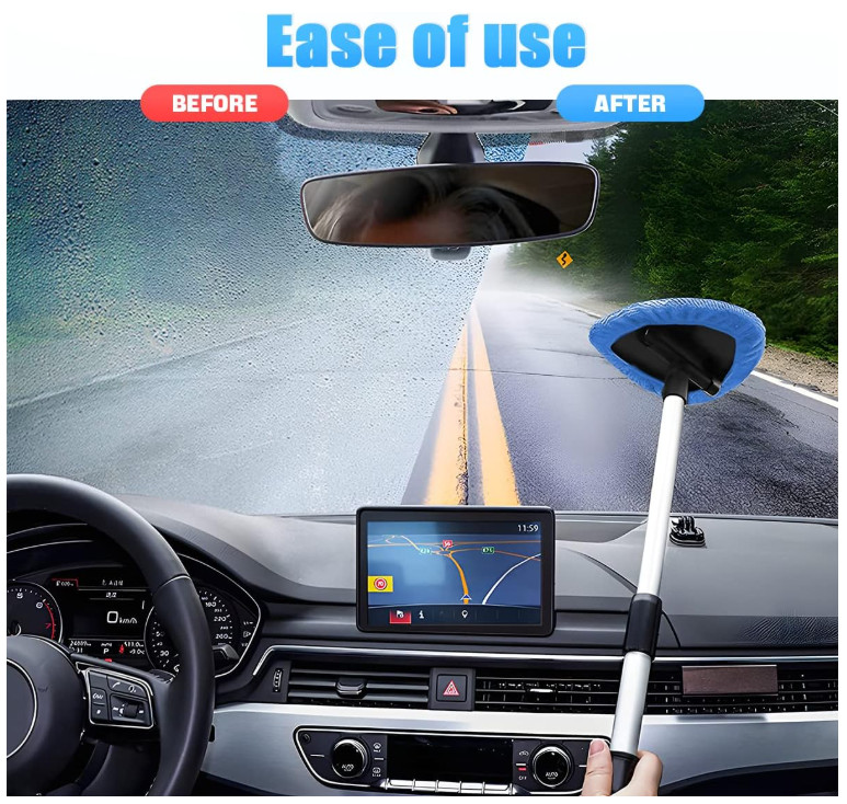 Windshield Cleaning Tool Car Window Cleaner with Extendable Long Handle and 4...