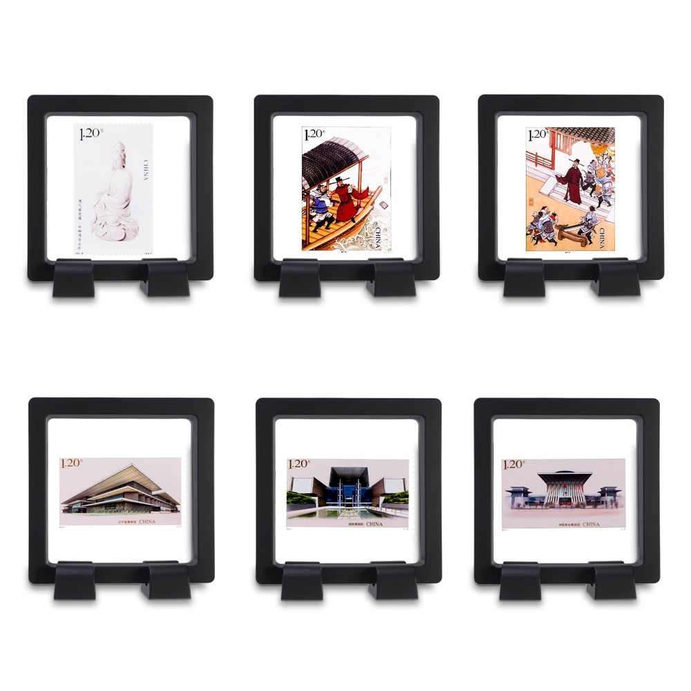 6 Pcs 2.75 Inch Stamp Display Case, 3D Floating Frame Case for Black