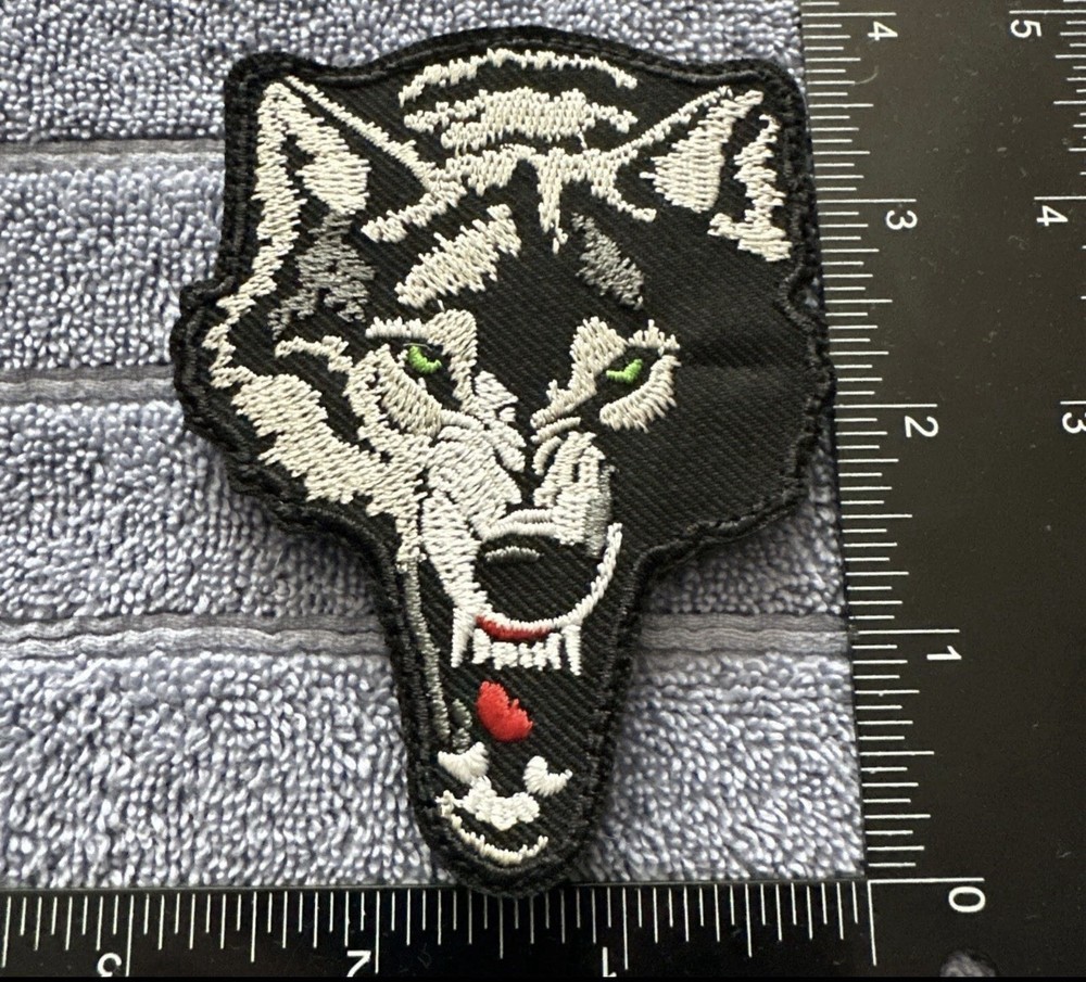 WOLF 2x4 Embroidered Morale Patch Hook Backing Brand New