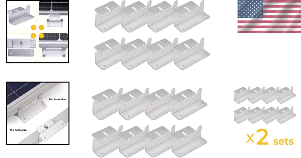 Lightweight Anodized Solar Panel Z Brackets - 16 Units for Off-Grid Applications