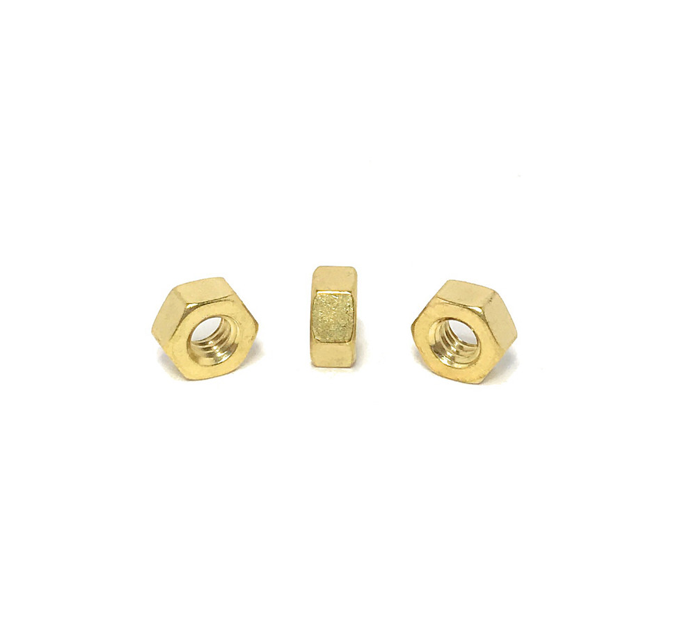 (50) 1/4-20 Brass Finished Hex Nuts - Solid Brass (50 Pieces)