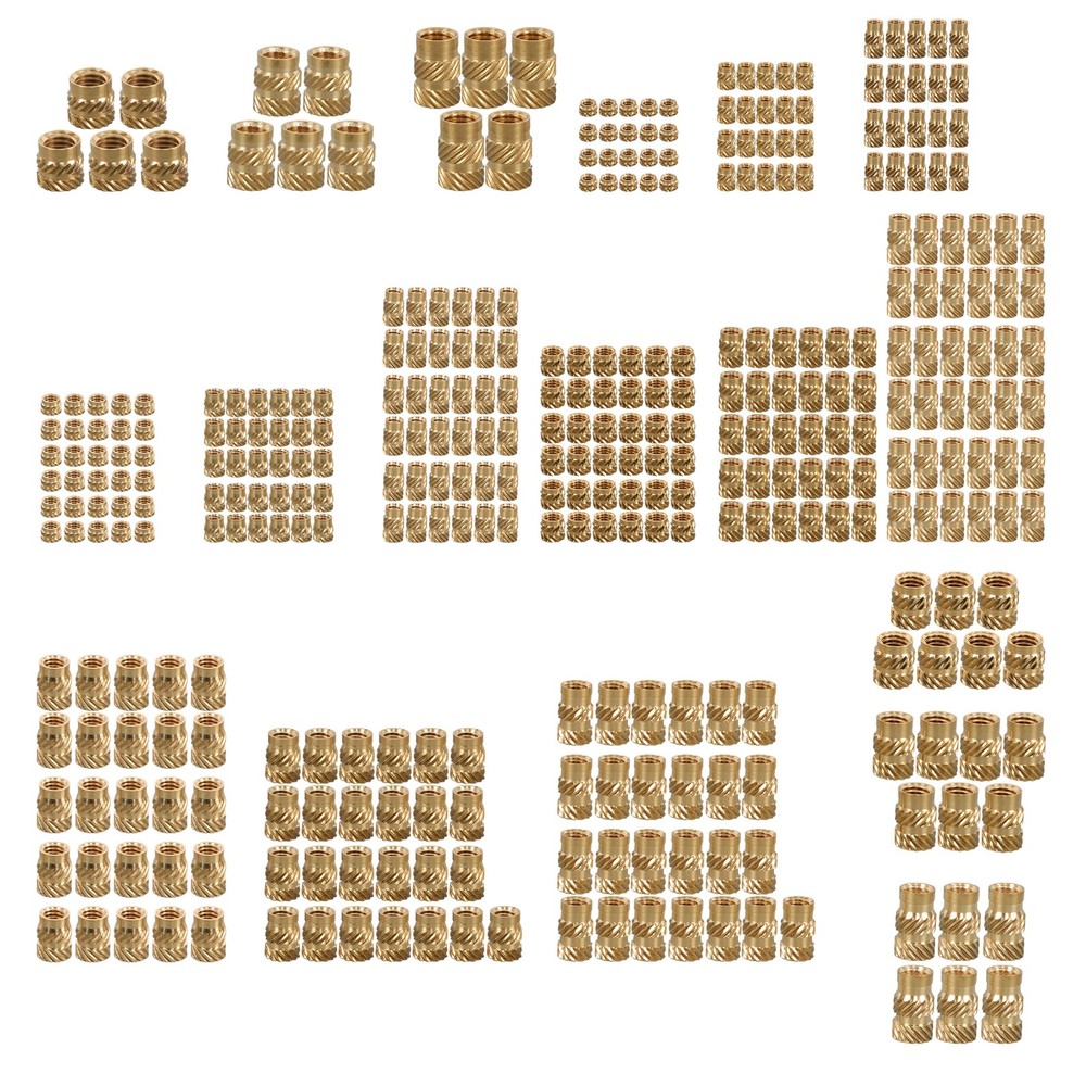 M2 M2.5 M3 - M5 M6 Threaded Inserts, 350Pcs Female Thread Knurled Nuts Kit