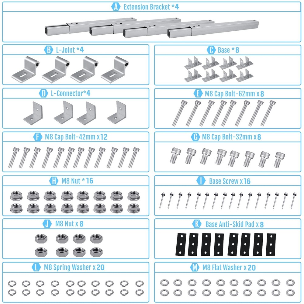 Adjustable Solar Panel Tilt Mount Brackets - Aluminum Alloy Mounting Brackets...