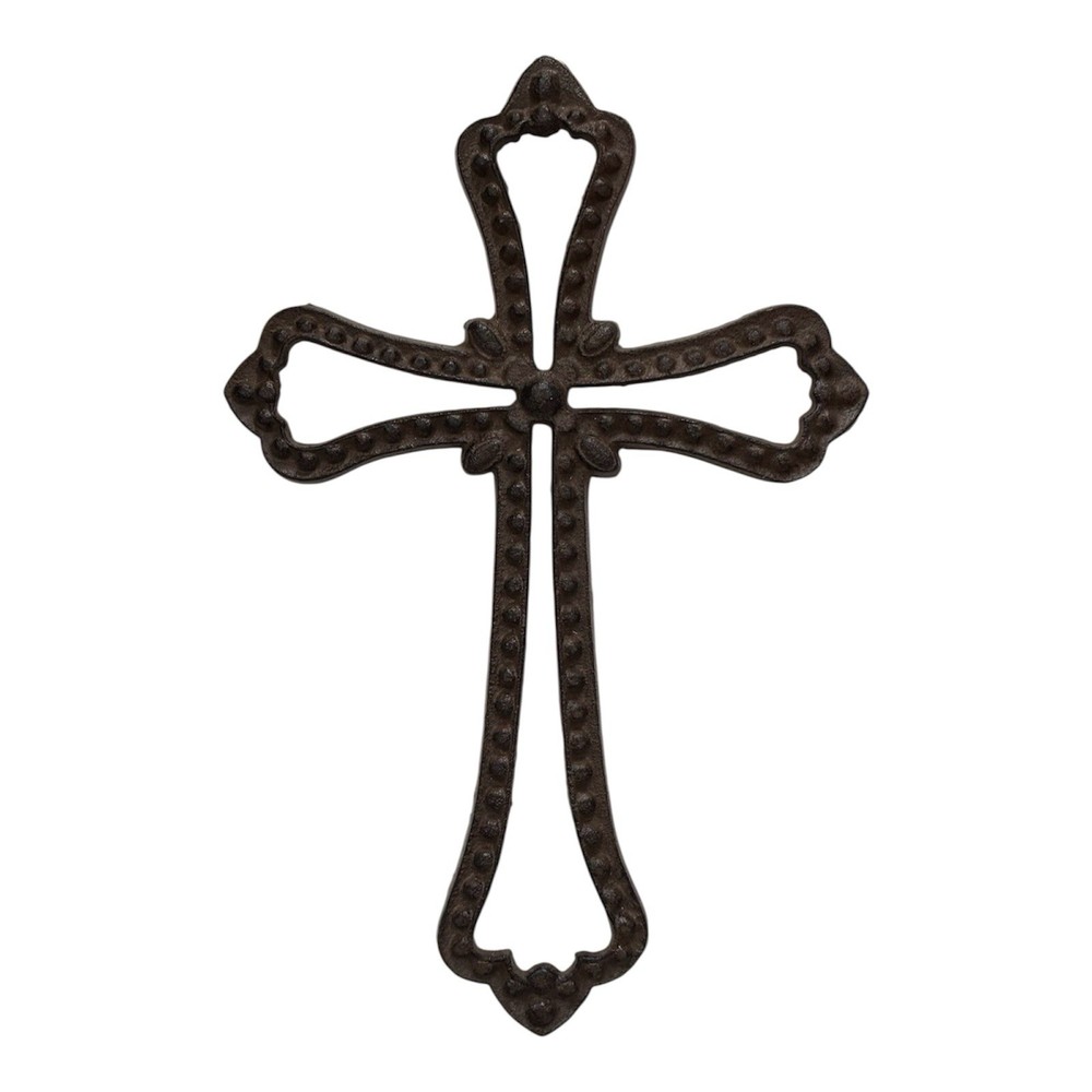 Cast Iron Openwork Cross Gothic Medieval Rustic 11 3/4” Brutalist