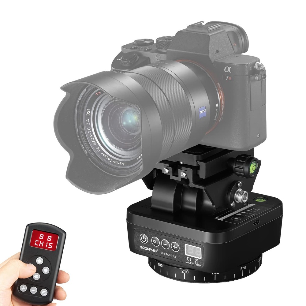 Motorized Rotating Panoramic Tripod Head Remote Control Mobile Phone Clip for