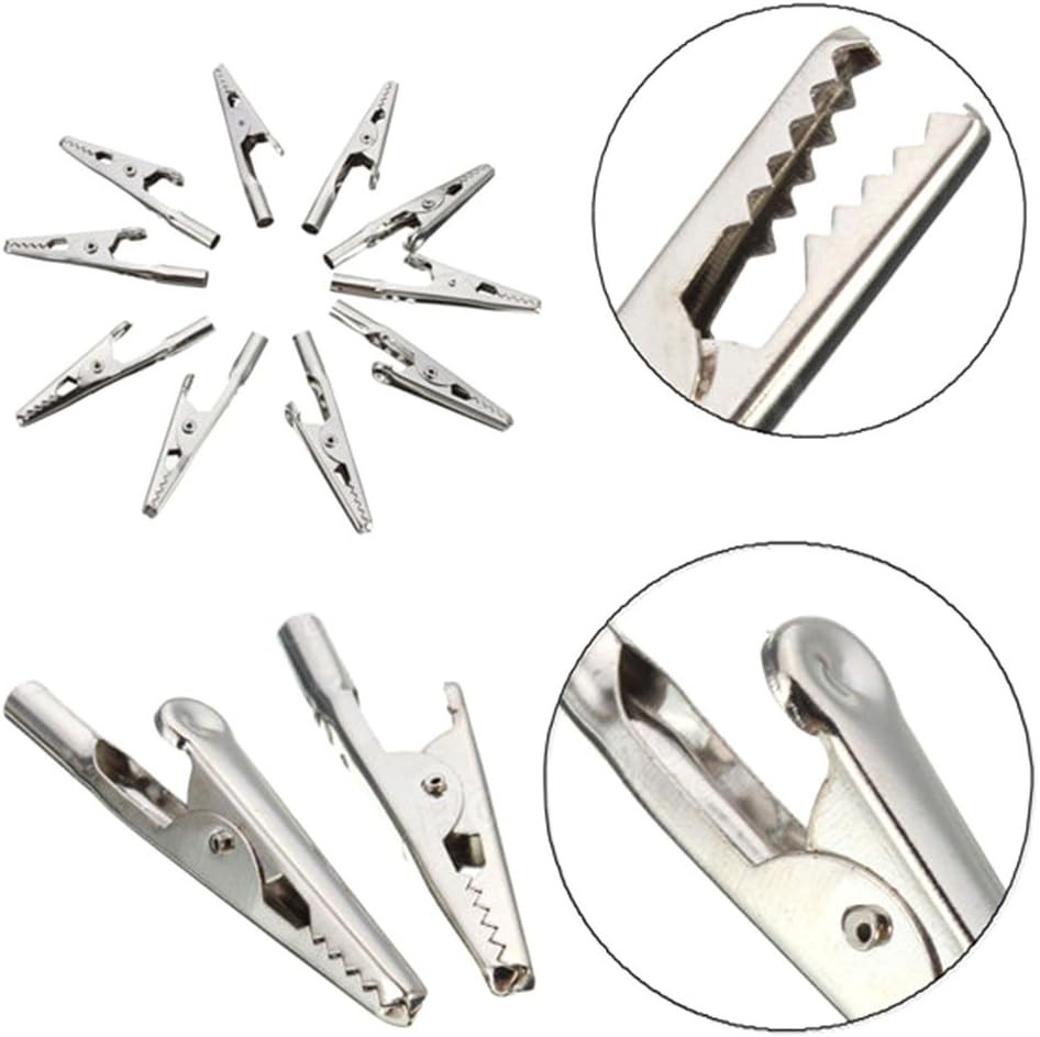 10-Pack 51mm Stainless Steel Alligator Clips for Electronic Testing