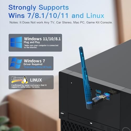 Long Range Bluetooth 5.4 USB Adapter for PC, High Gain 5dBi Wireless Dongle for