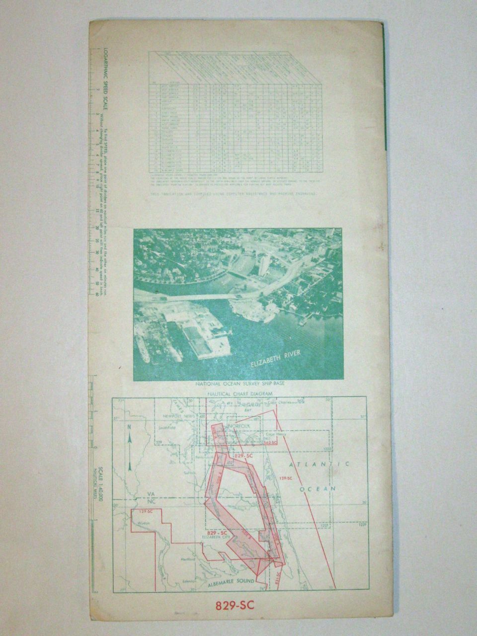 Vintage 1973 Nautical Chart 829-SC NORFOLK to ALBEMARLE Sound VA-NC!