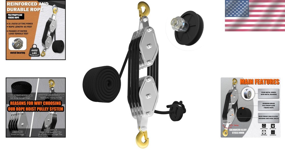 Rust-Proof 4400LB Pulley Block for Heavy Objects