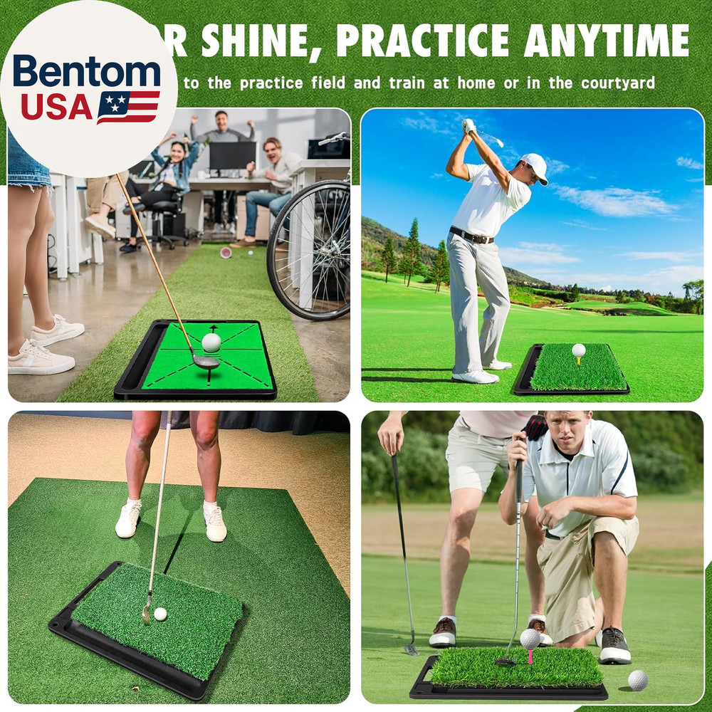 Golf Hitting Mat, 3-In-1 Golf Practice Mat, Replaceable Turf Golf Training Mats