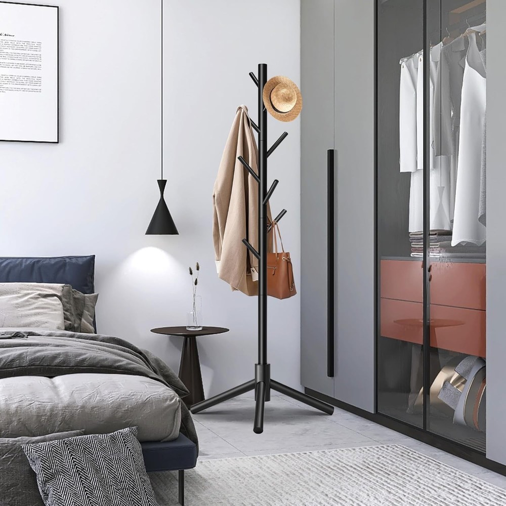 Wooden Coat Rack Freestanding Coat Rack W/ Stable Triangular Base