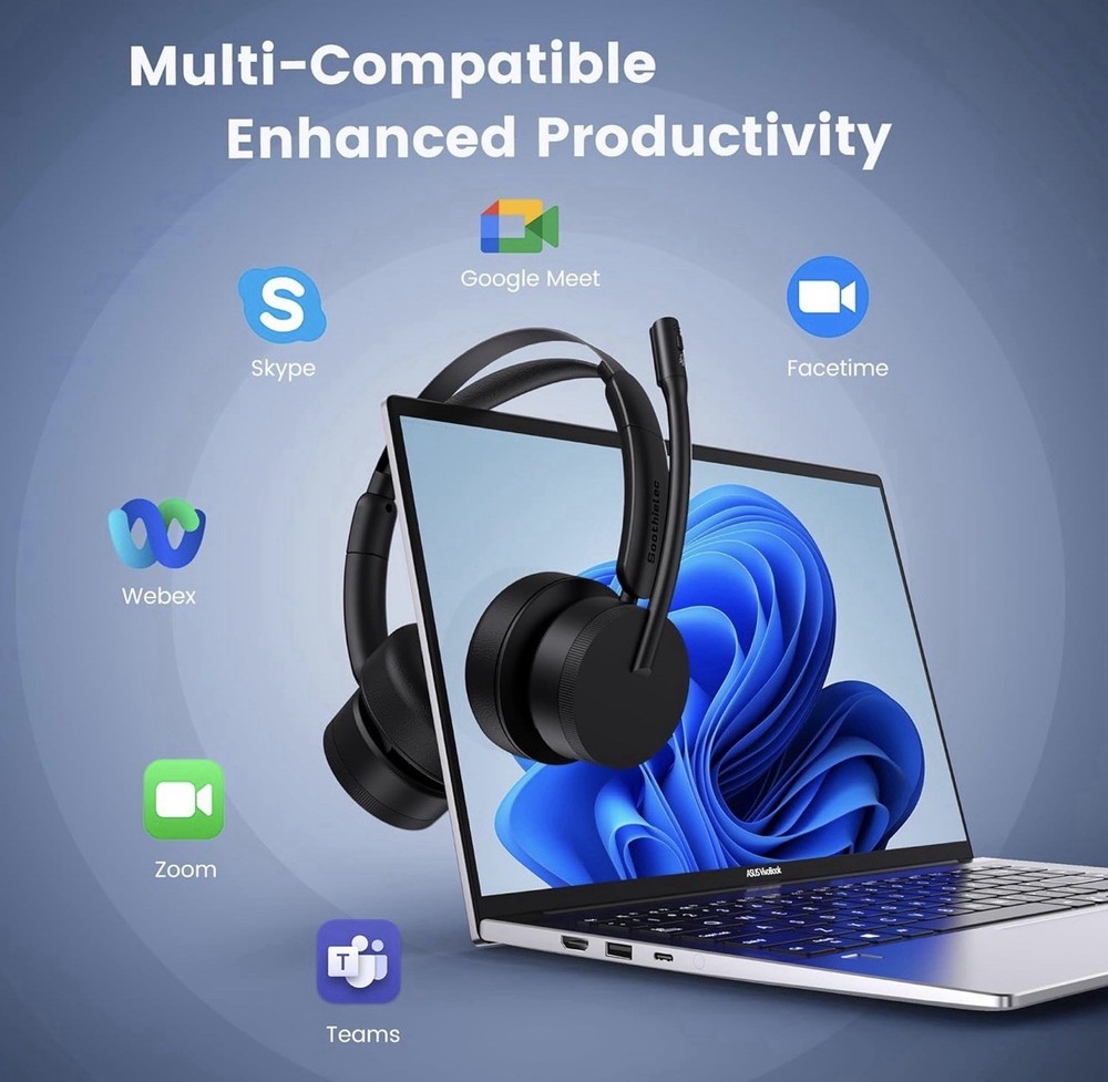 Wireless Headset with Mic for Work(Upgrade Volume Knob & Charging Indicator),...